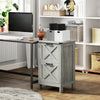 HOMCOM 2 Drawer File Cabinet with Silent Slides, Rustic Farmhouse Filing Cabinet with Barn Doors for A4/Letter Size, Printer Stand with Storage for Home Office, Stone Grey