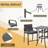 Outsunny 3 Pieces Patio Bar Set Wicker Garden Bistro Set Outdoor Furniture PE Rattan Table and Stools with Seat Cushion, Grey
