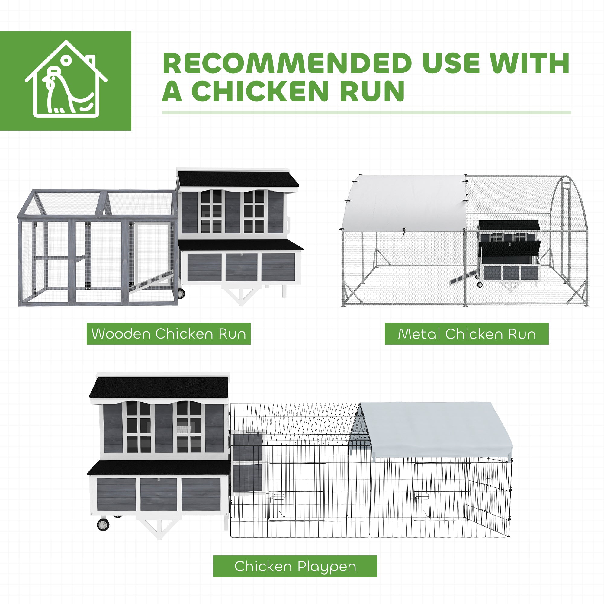 PawHut 43" Chicken Coop with Wheels, Mobile Chicken House with Nesting Box, Windows, Pull-out Tray, Perches, Wooden Chicken Tractor for 2-4 Hens, Rabbits, for Backyard, Patio, Gray