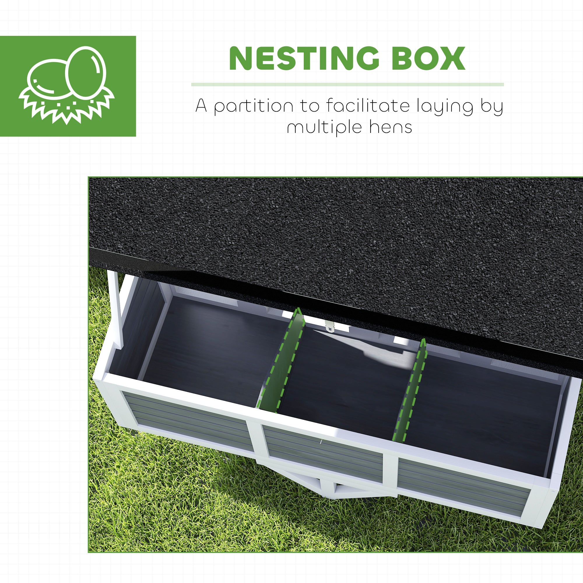 PawHut 43" Chicken Coop with Wheels, Mobile Chicken House with Nesting Box, Windows, Pull-out Tray, Perches, Wooden Chicken Tractor for 2-4 Hens, Rabbits, for Backyard, Patio, Gray