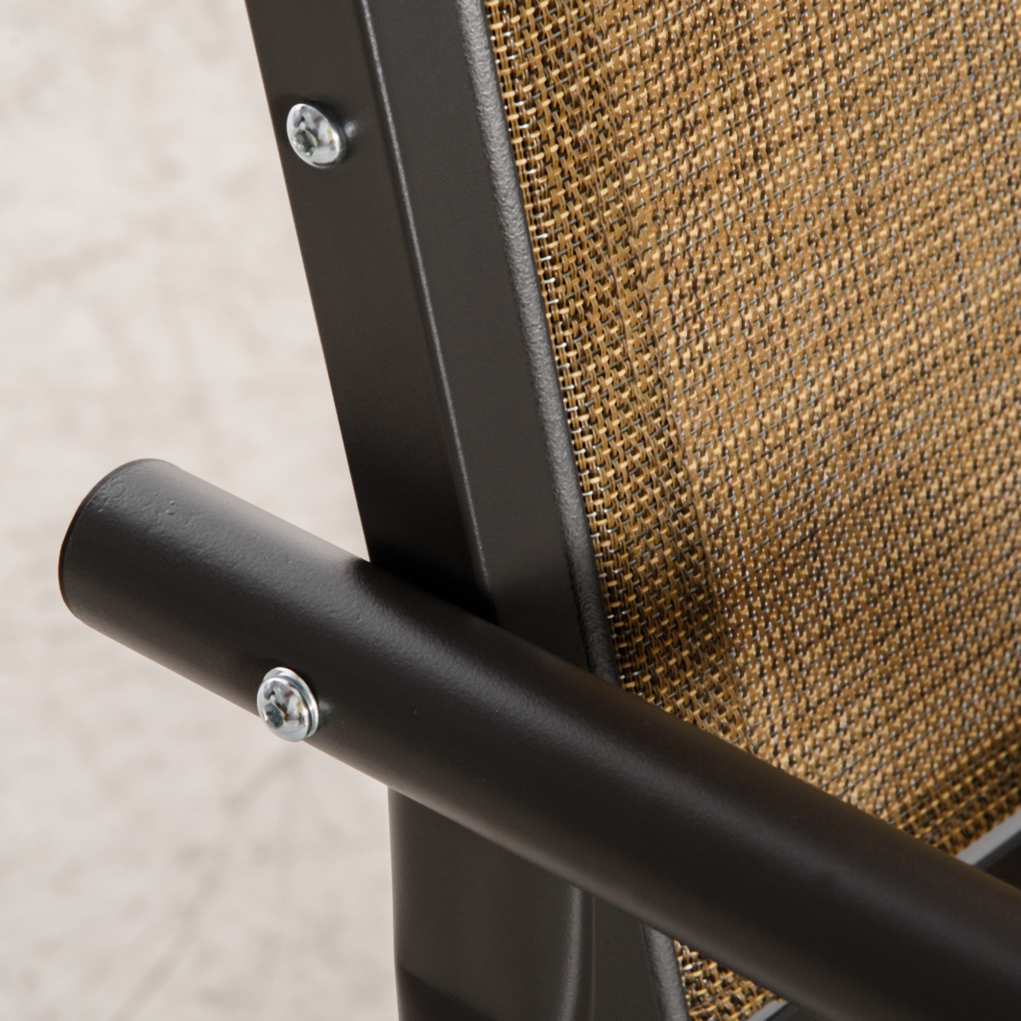 Outsunny Patio Double Glider Outdoor Steel Sling Fabric Gliding Bench Garden Swing Chair Heavy-Duty Porch Rocker Garden Loveseat Brown