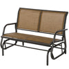 Outsunny Patio Double Glider Outdoor Steel Sling Fabric Gliding Bench Garden Swing Chair Heavy-Duty Porch Rocker Garden Loveseat Brown