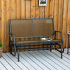 Outsunny Patio Double Glider Outdoor Steel Sling Fabric Gliding Bench Garden Swing Chair Heavy-Duty Porch Rocker Garden Loveseat Brown