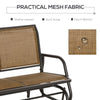 Outsunny Patio Double Glider Outdoor Steel Sling Fabric Gliding Bench Garden Swing Chair Heavy-Duty Porch Rocker Garden Loveseat Brown