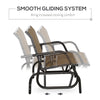 Outsunny Patio Double Glider Outdoor Steel Sling Fabric Gliding Bench Garden Swing Chair Heavy-Duty Porch Rocker Garden Loveseat Brown