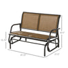Outsunny Patio Double Glider Outdoor Steel Sling Fabric Gliding Bench Garden Swing Chair Heavy-Duty Porch Rocker Garden Loveseat Brown
