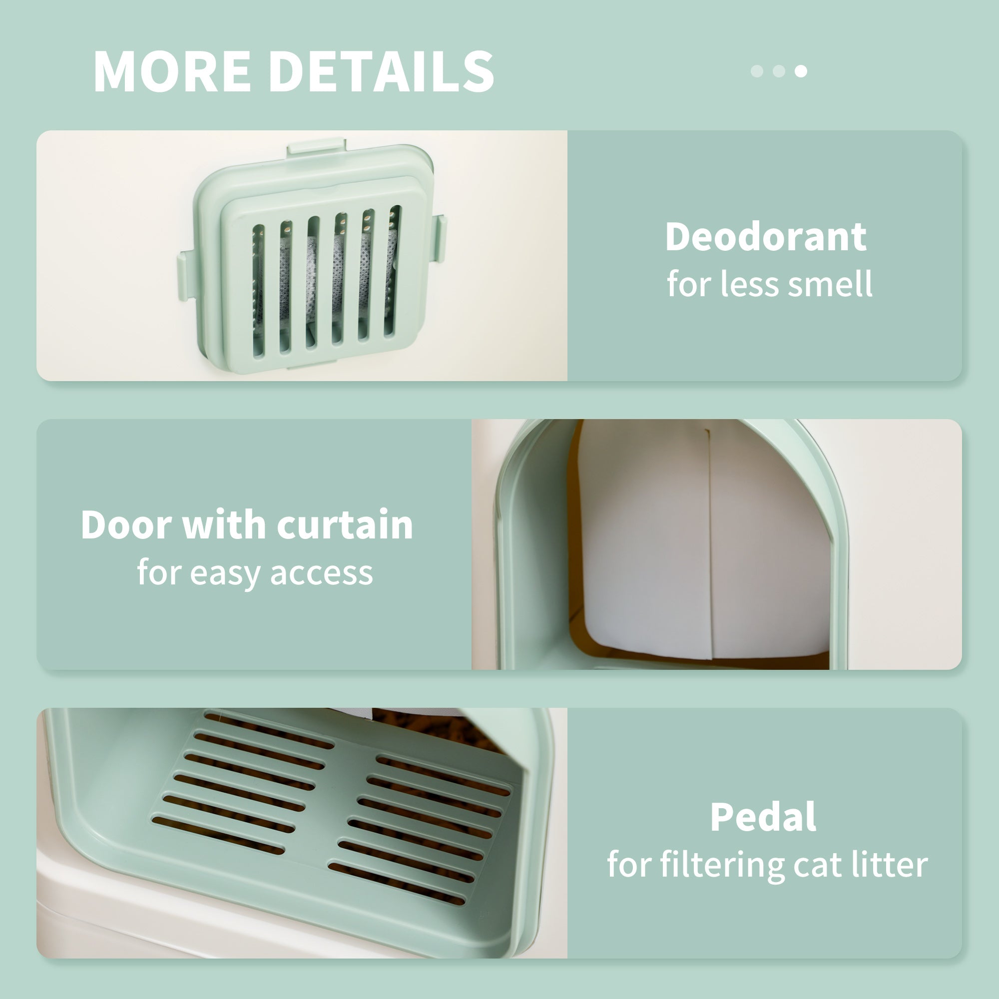 PawHut Cat Litter Box with Drawer Pan, Hooded Cat Litter Tray with Scoop, Deodorants, Front Entrance, 50 x 40 x 40cm - White