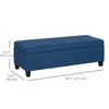 HOMCOM Large 50" Rectangular Storage Ottoman Bench, Tufted Upholstered Linen Fabric Wood Feet Entry Bench, Contemporary Home Decor Blue