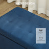 HOMCOM Large 50" Rectangular Storage Ottoman Bench, Tufted Upholstered Linen Fabric Wood Feet Entry Bench, Contemporary Home Decor Blue