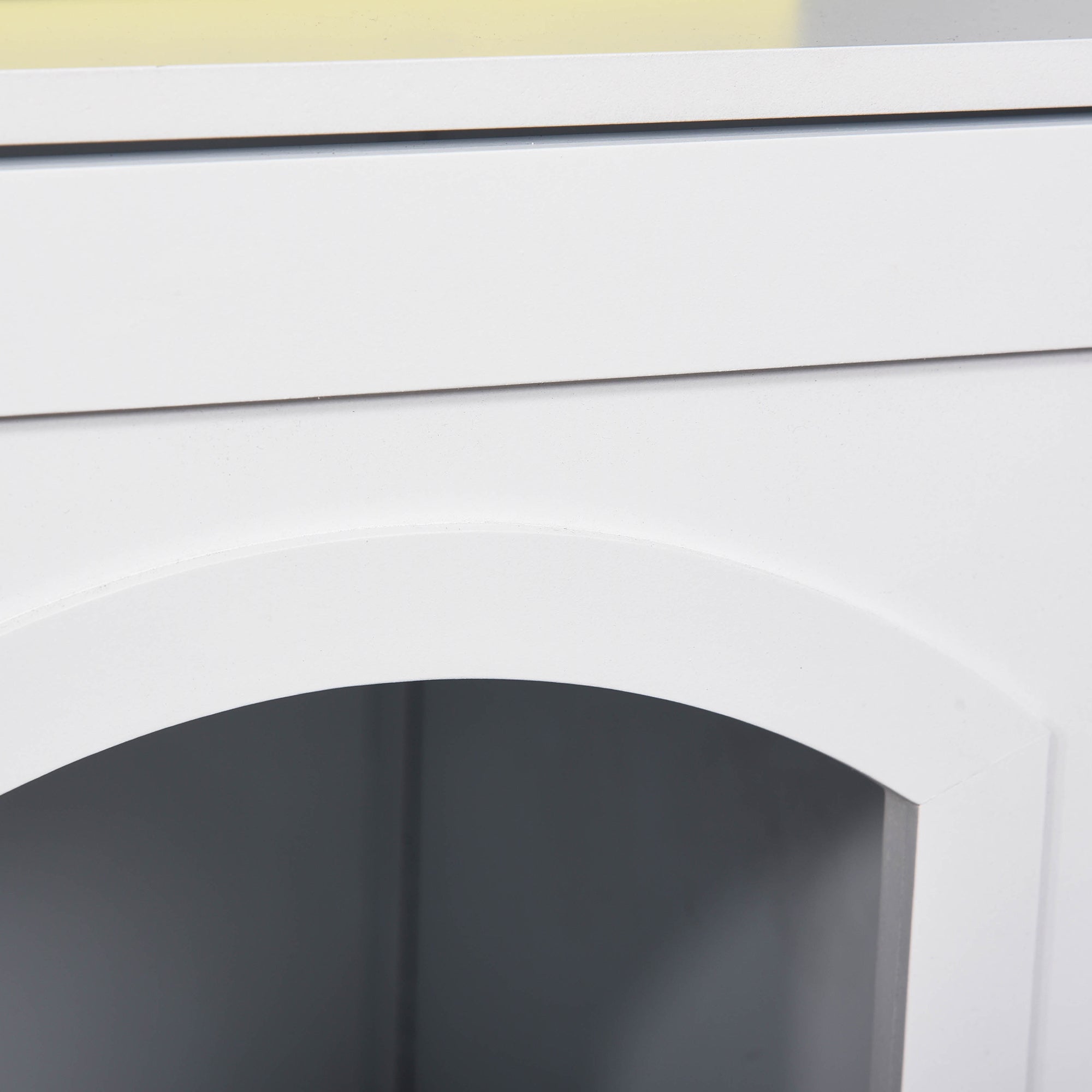 PawHut Wooden Cat Washroom Pet Litter Box Decorative Kitten House Nightstand End Table Indoor with Magnetic Door White