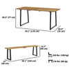 Outsunny Picnic Table and Bench Set for 6 Persons, 70" Wood Outdoor Dining Table Bench Set with 2" Umbrella Hole, Slatted Top & Steel Frame, for Party, BBQ, Patio, Lawn, Brown