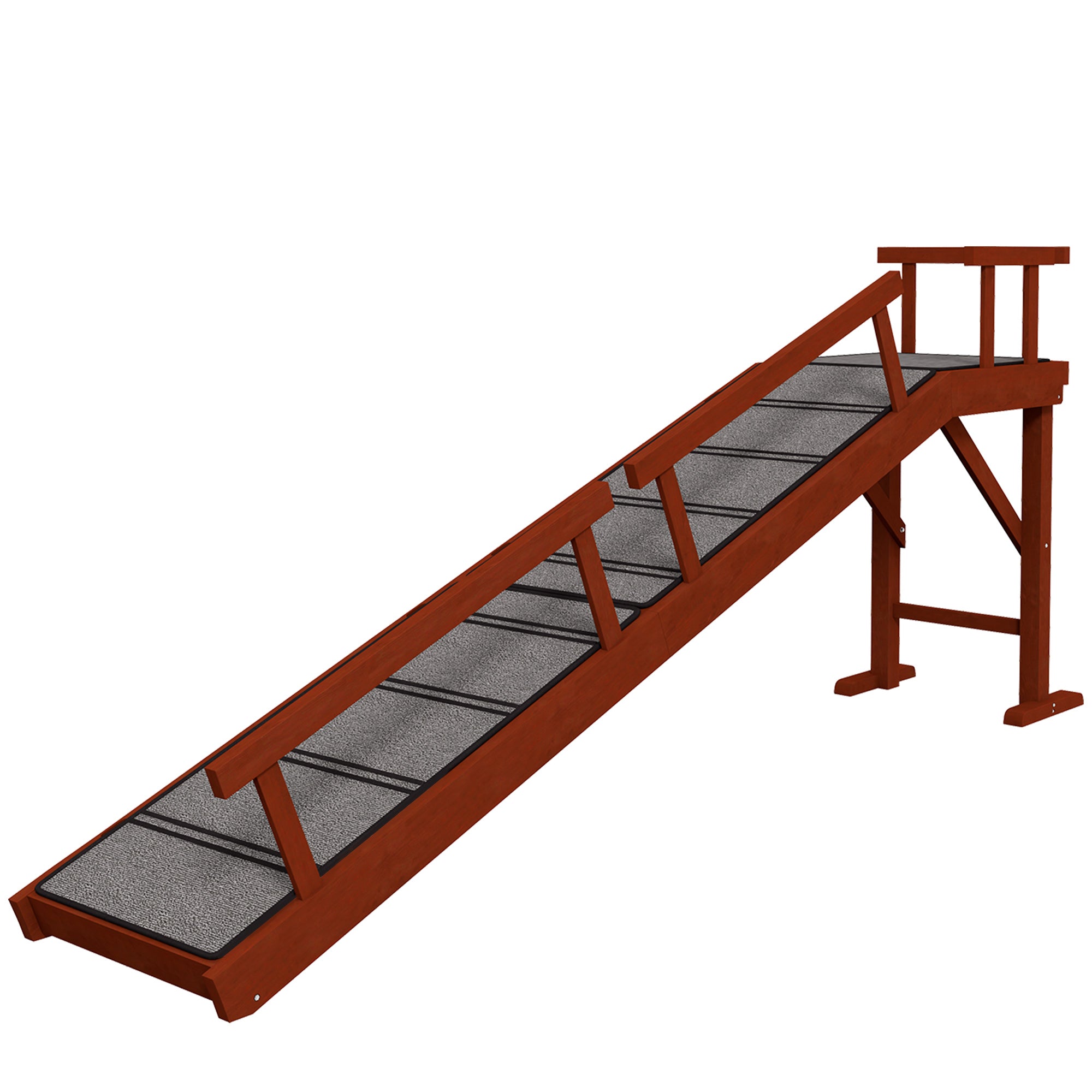 PawHut Wooden Dog Ramp for Large Dogs, 73" Long Pet Ramp with Non-slip Rug, Removable Guardrails, Dog Stairs for Couch, Bed, Brown