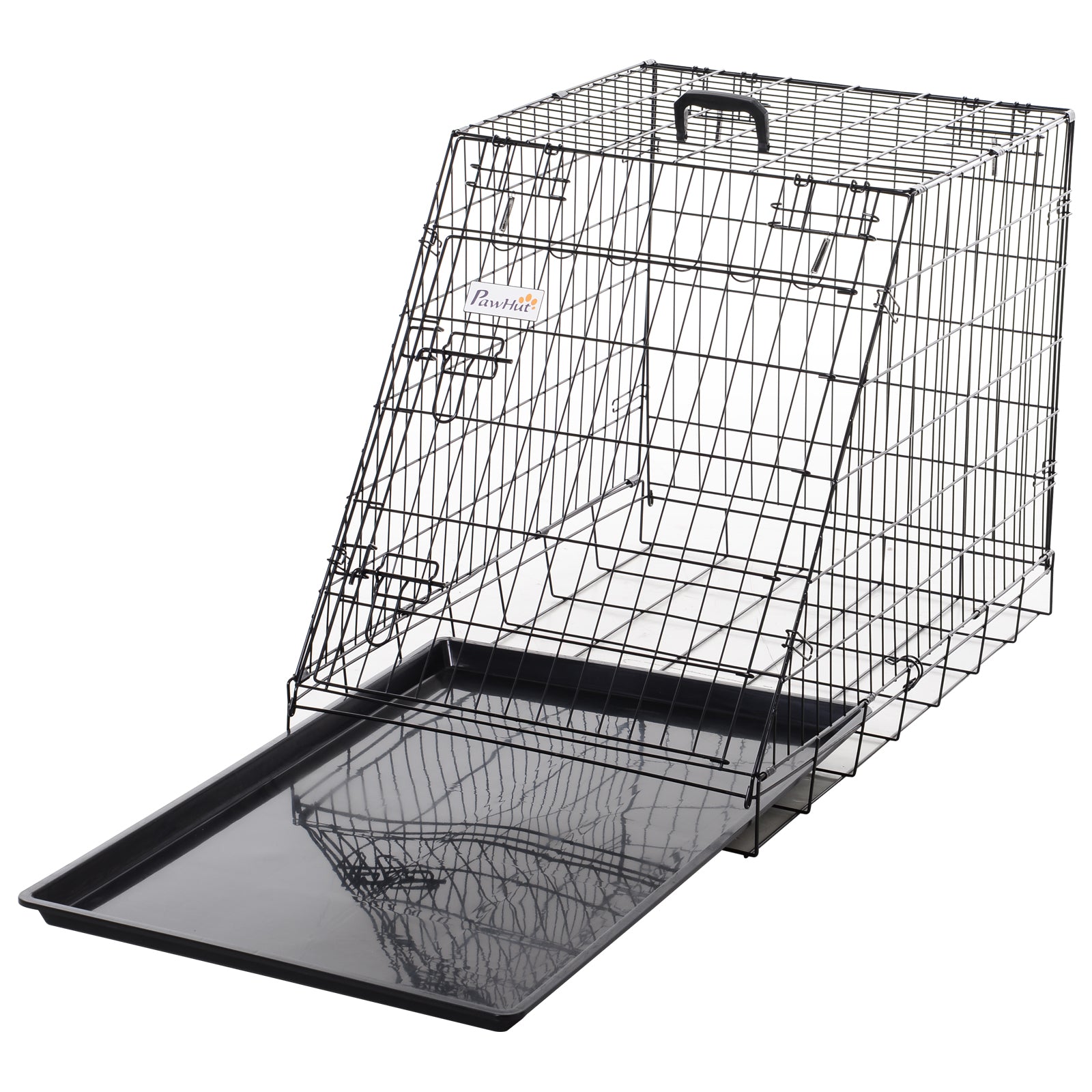 Pawhut Trapeze Collapsible Dog Pet Travel Box Cage Removable Tray 93 x 58 x 65cm