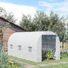 Outsunny 14.6 x 6.6 x 6.6ft Walk-in Tunnel Greenhouse Portable Garden Plant Growing Warm House with Door and Ventilation Window White