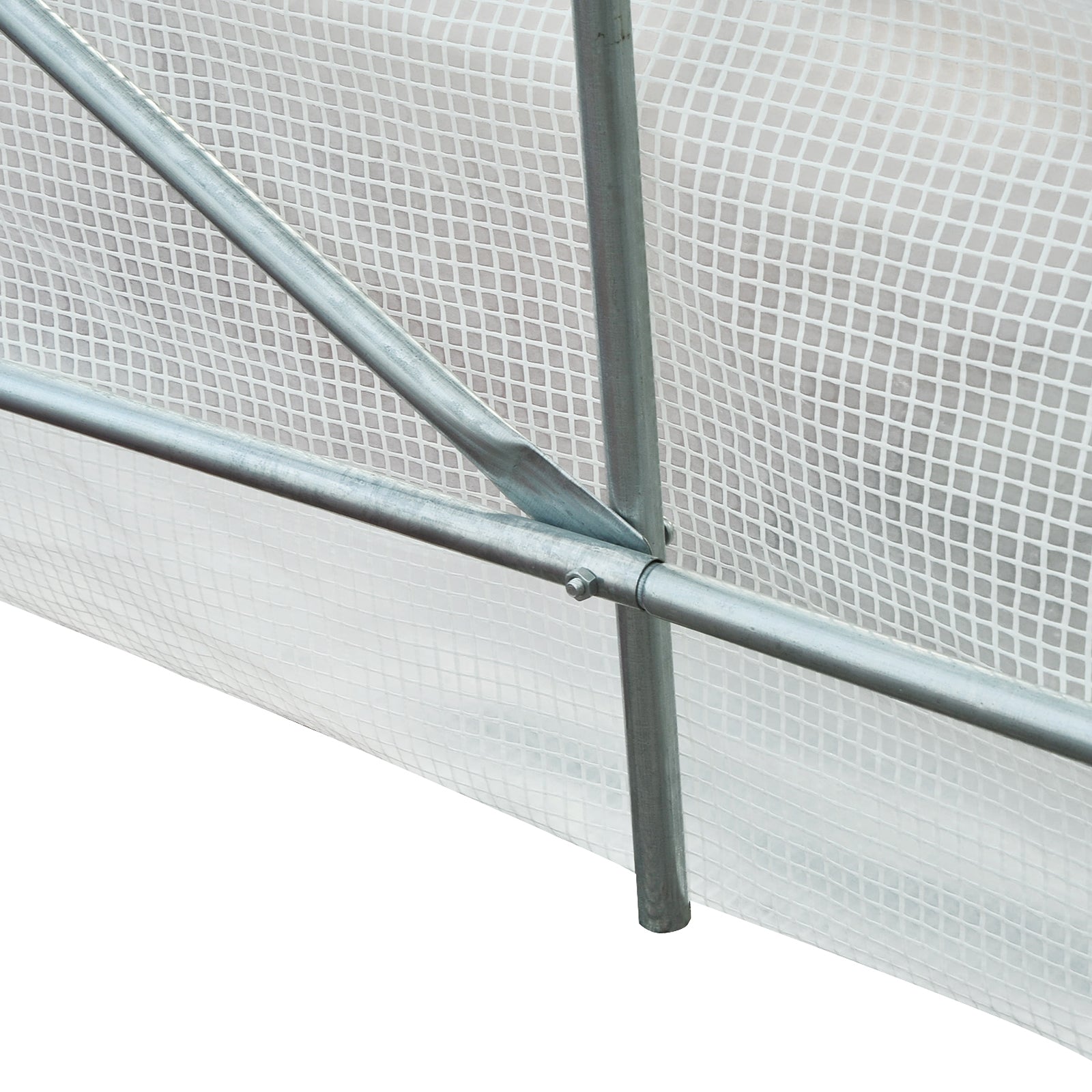 Outsunny 14.6 x 6.6 x 6.6ft Walk-in Tunnel Greenhouse Portable Garden Plant Growing Warm House with Door and Ventilation Window White