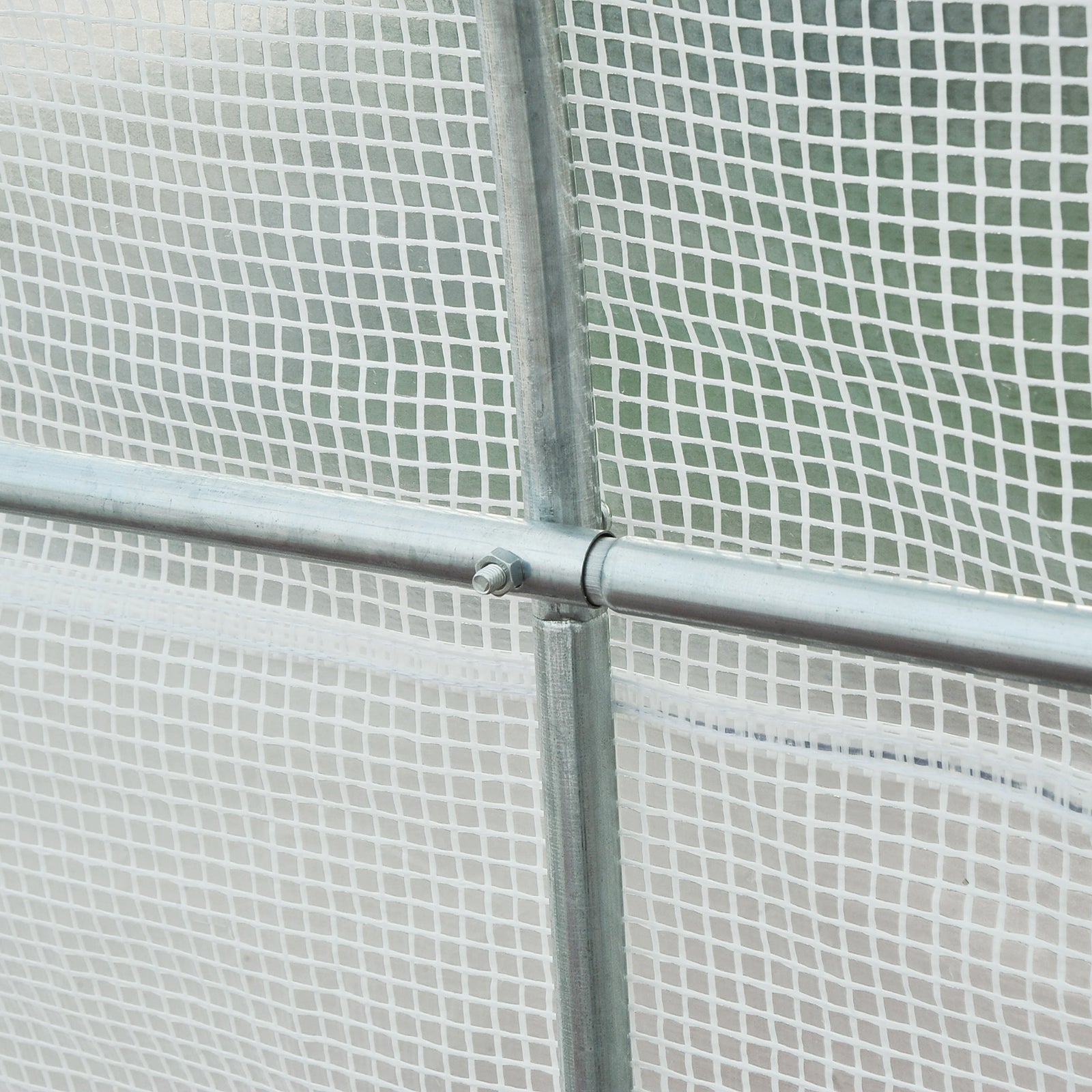 Outsunny 14.6 x 6.6 x 6.6ft Walk-in Tunnel Greenhouse Portable Garden Plant Growing Warm House with Door and Ventilation Window White