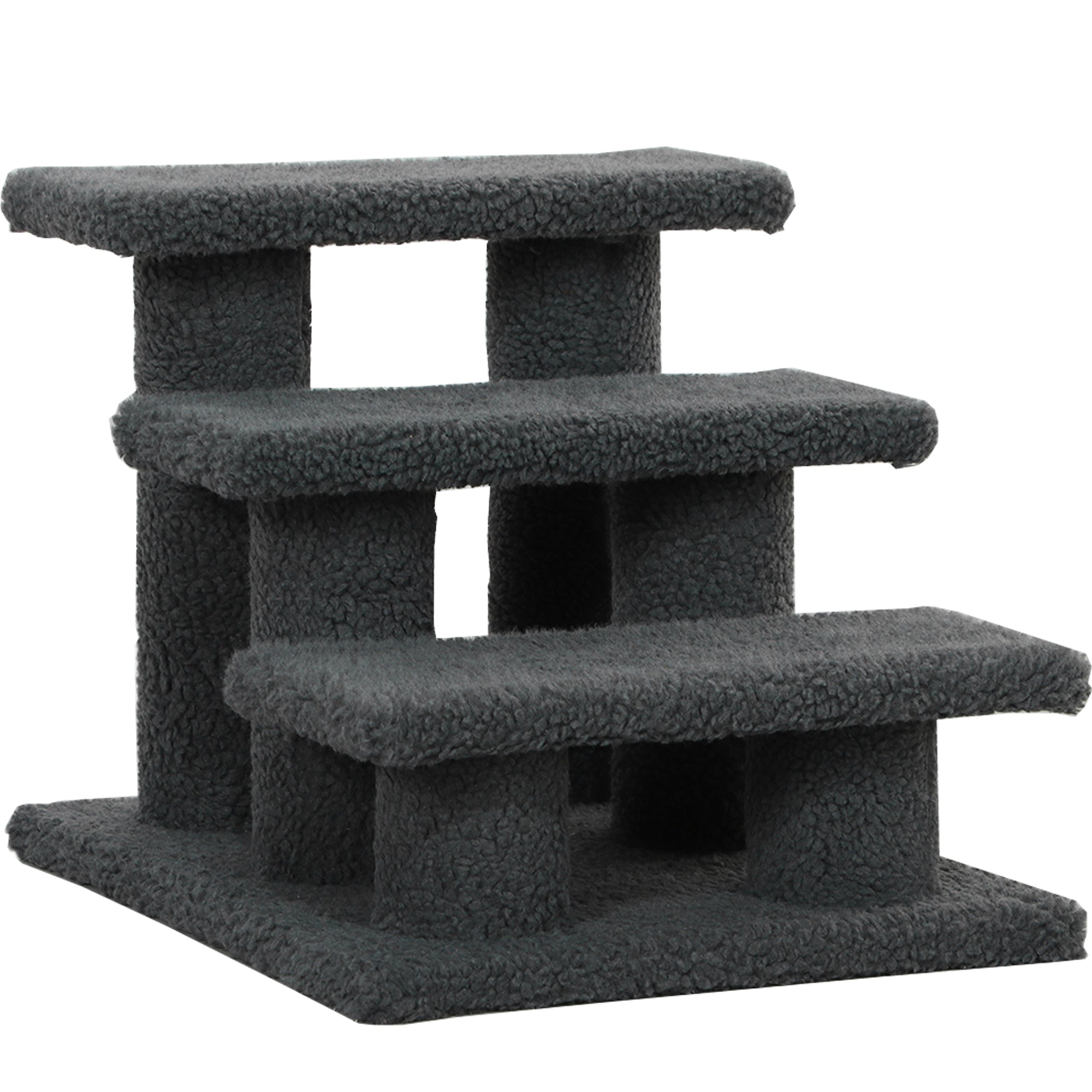 PawHut 3-Step Multi-Level Carpeted Cat Scratching Post Pet Stairs, Dark Grey