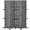 HOMCOM 4 Panel Room Divider with Display Shelf, 5.6 FT Folding Privacy Screen, Portable Freestanding Partition Wall Divider for Home Office, Grey