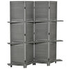 HOMCOM 4 Panel Room Divider with Display Shelf, 5.6 FT Folding Privacy Screen, Portable Freestanding Partition Wall Divider for Home Office, Grey