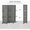 HOMCOM 4 Panel Room Divider with Display Shelf, 5.6 FT Folding Privacy Screen, Portable Freestanding Partition Wall Divider for Home Office, Grey