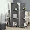 HOMCOM 4 Panel Room Divider with Display Shelf, 5.6 FT Folding Privacy Screen, Portable Freestanding Partition Wall Divider for Home Office, Grey