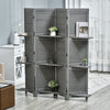 HOMCOM 4 Panel Room Divider with Display Shelf, 5.6 FT Folding Privacy Screen, Portable Freestanding Partition Wall Divider for Home Office, Grey
