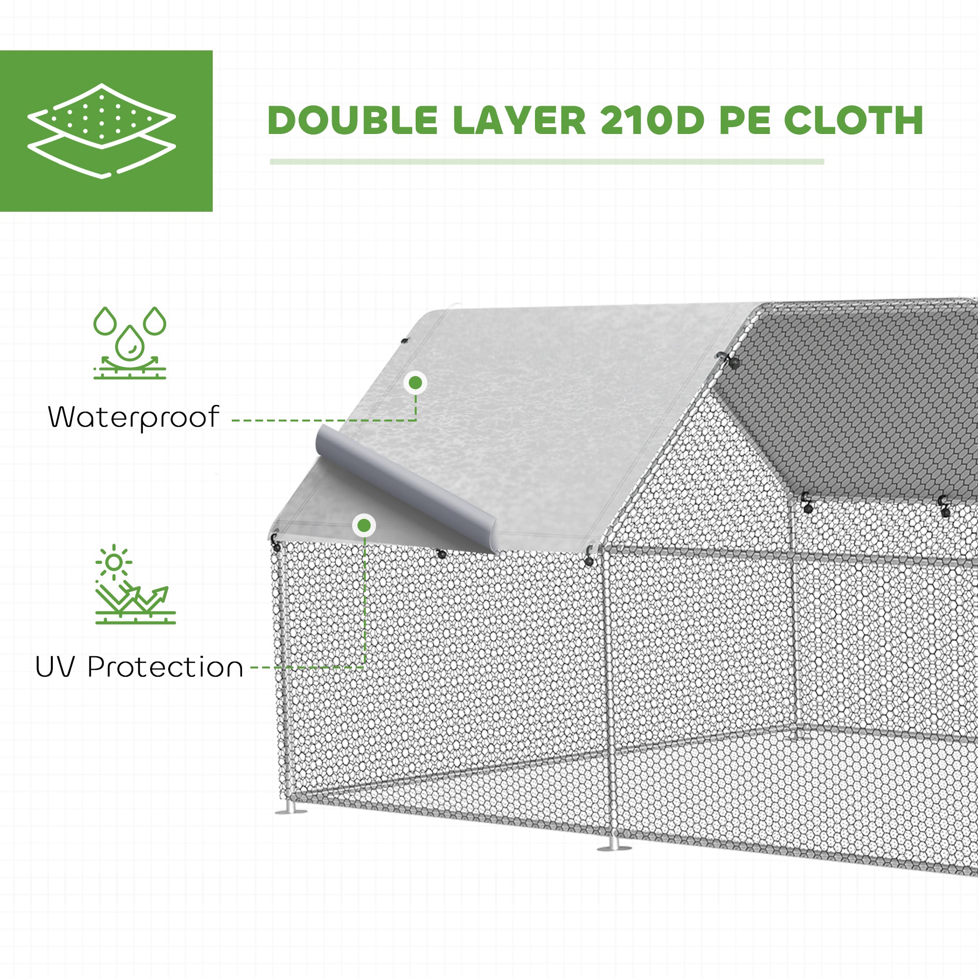 PawHut 9.2' x 18.7' Metal Chicken Coop, Galvanized Walk-in Hen House, Poultry Cage Outdoor Backyard with Waterproof UV-Protection Cover for Rabbits, Ducks