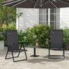 Outsunny Set of 2 Outdoor Wicker Folding Chairs, Patio PE Rattan Dining Armrests Chair set with 7 Levels Adjustable Backrest, for Outdoors, Camping, Grey