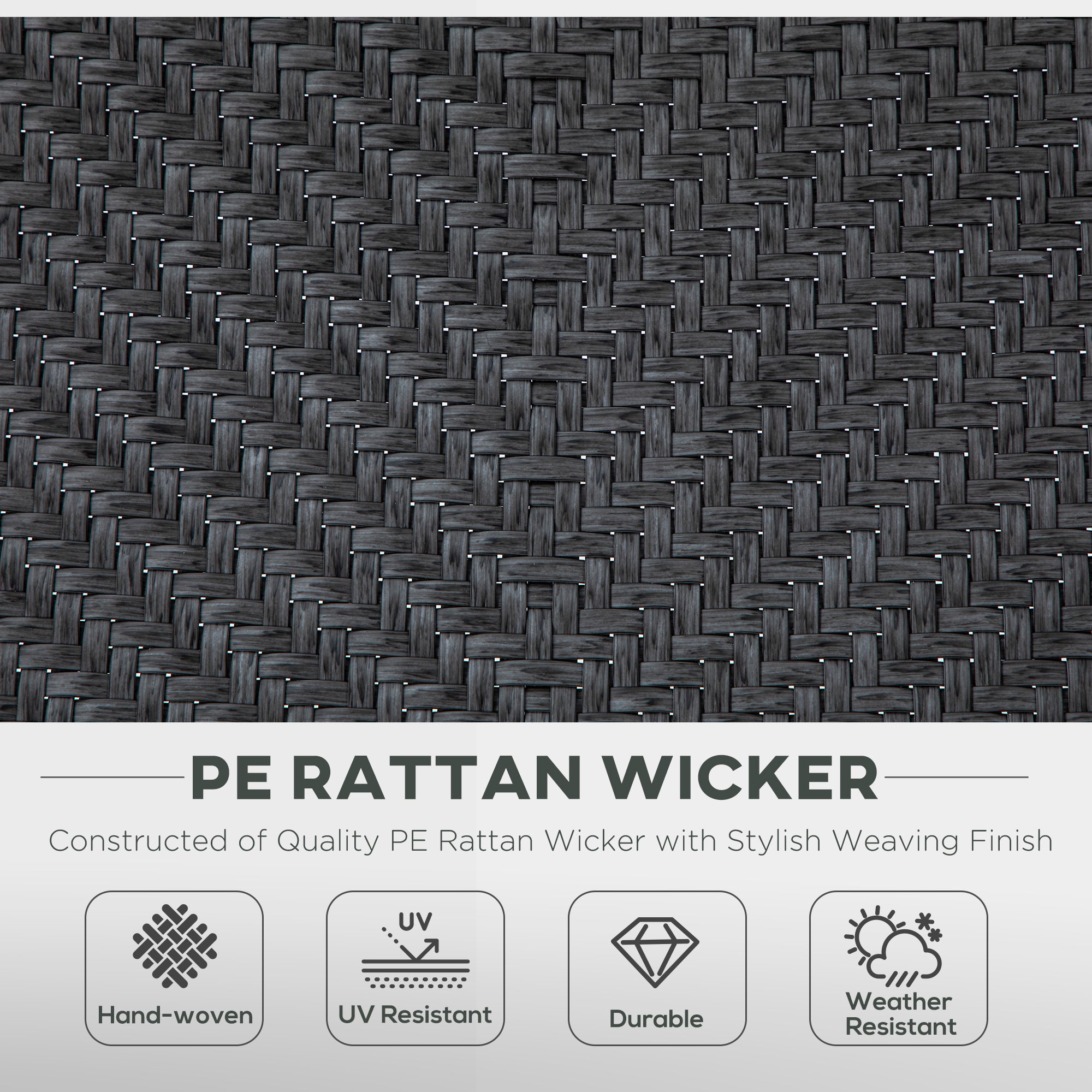 Outsunny Set of 2 Outdoor Wicker Folding Chairs, Patio PE Rattan Dining Armrests Chair set with 7 Levels Adjustable Backrest, for Outdoors, Camping, Grey