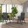 Outsunny Set of 2 Outdoor Wicker Folding Chairs, Patio PE Rattan Dining Armrests Chair set with 7 Levels Adjustable Backrest, for Outdoors, Camping, Grey