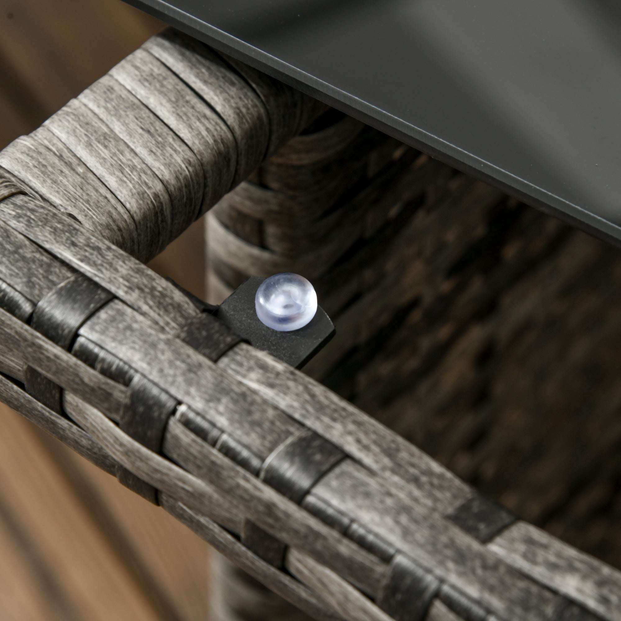 Outsunny 6 Pieces Patio Dining Set Wicker Outdoor Furniture Set Garden Rattan Sofa Set Outdoor Sectional Couch with Cushions, Dining Table and Ottomans, Sky Blue