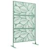 Outsunny Metal Outdoor Privacy Screen, Decorative Outdoor Divider with Stand and Expansion Screws, Freestanding Privacy Panel for Garden, Backyard, Deck, Leaf Style, Light Green