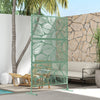 Outsunny Metal Outdoor Privacy Screen, Decorative Outdoor Divider with Stand and Expansion Screws, Freestanding Privacy Panel for Garden, Backyard, Deck, Leaf Style, Light Green