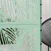 Outsunny Metal Outdoor Privacy Screen, Decorative Outdoor Divider with Stand and Expansion Screws, Freestanding Privacy Panel for Garden, Backyard, Deck, Leaf Style, Light Green
