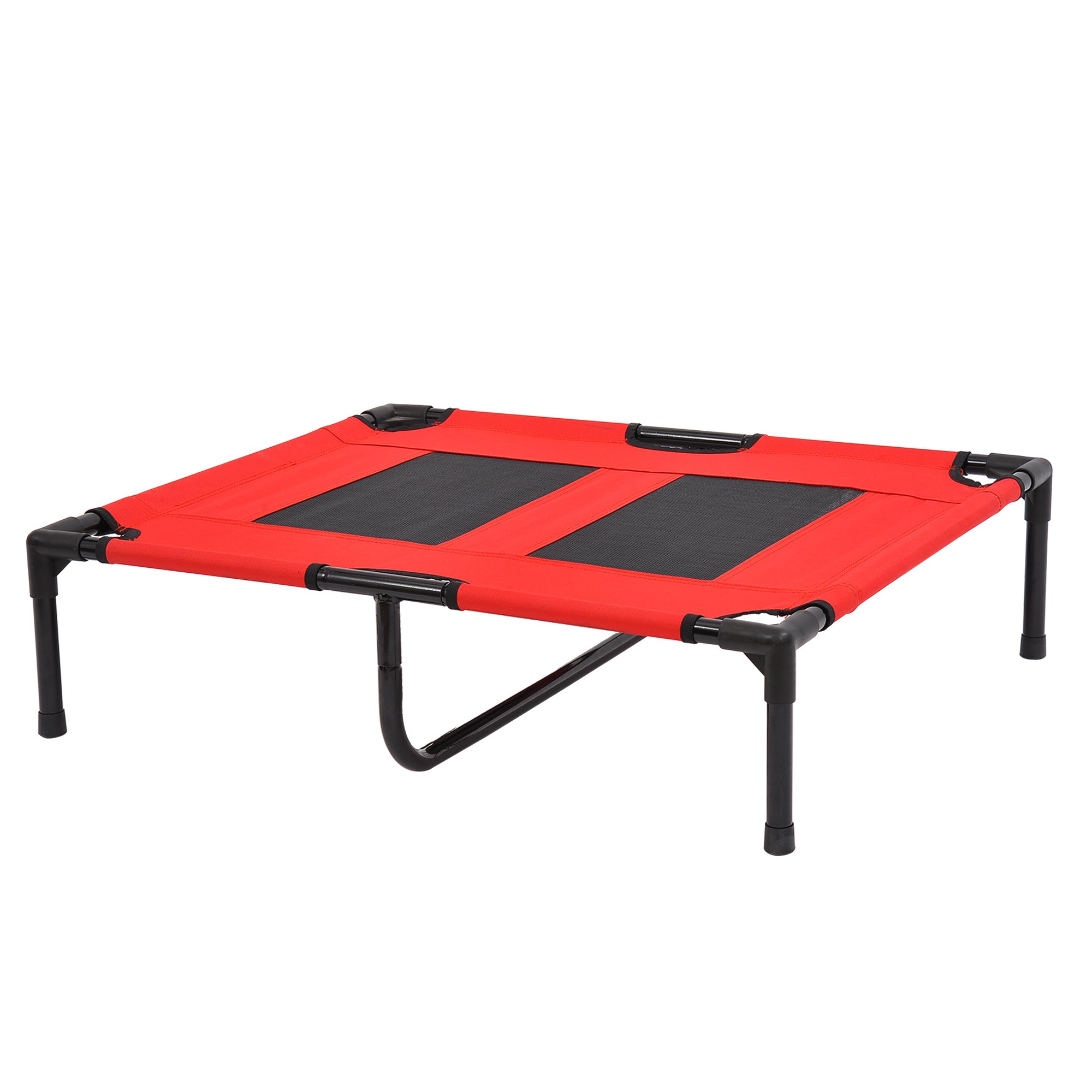 PawHut 31" x 27" Elevated Dog Cot Cooling Summer Pet Bed Frame With Mesh Ventilation - Red