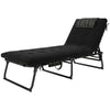 Outsunny Folding Lounge Chair with 4-level Reclining Back, Outdoor Tanning Chair with Cushion, Outdoor Lounge Chair with Breathable Mesh Fabric, Side Pocket, Headrest, Black