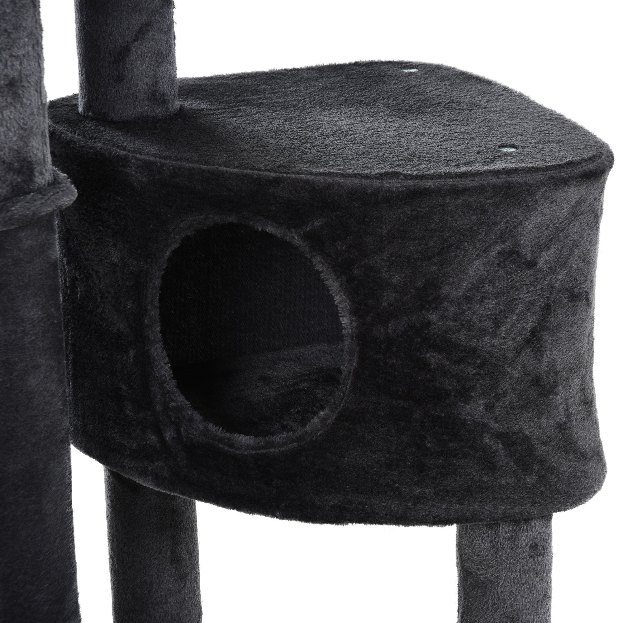 PawHut Adjustable Height Floor-To-Ceiling Vertical Cat Tree with Carpet Platforms, Condo & Rope Scratching Areas, Dark Grey