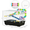 PawHut 31" Large Hamster Cage, Small Animal House, Multi-storey Gerbil Haven, Tunnel Tube System, with Water Bottle, Exercise Wheel, Food Dish, Ramps, Black