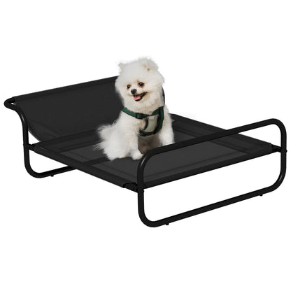 PawHut Cooling Raised Dog Bed, Elevated Pet Bed with Slope Headrest, Washable Breathable Mesh, Foot Pads, for Indoor and Outdoor Use, Small Dogs, 80 x 59 x 26cm