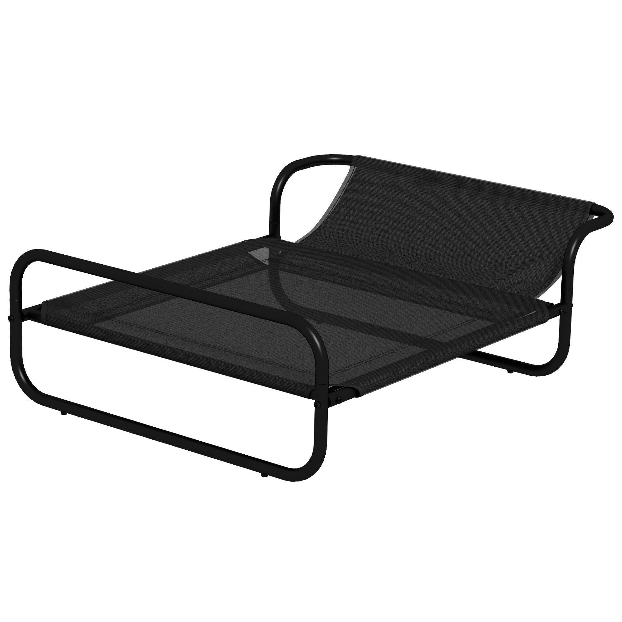 PawHut Cooling Raised Dog Bed, Elevated Pet Bed with Slope Headrest, Washable Breathable Mesh, Foot Pads, for Indoor and Outdoor Use, Small Dogs, 80 x 59 x 26cm