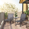 Outsunny Patio Double Glider Chair with Glass Top Center Table, Outdoor Glider Chair with High Back,  Sling Fabric for Garden, Bench, Grey
