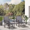 Outsunny Patio Double Glider Chair with Glass Top Center Table, Outdoor Glider Chair with High Back,  Sling Fabric for Garden, Bench, Grey