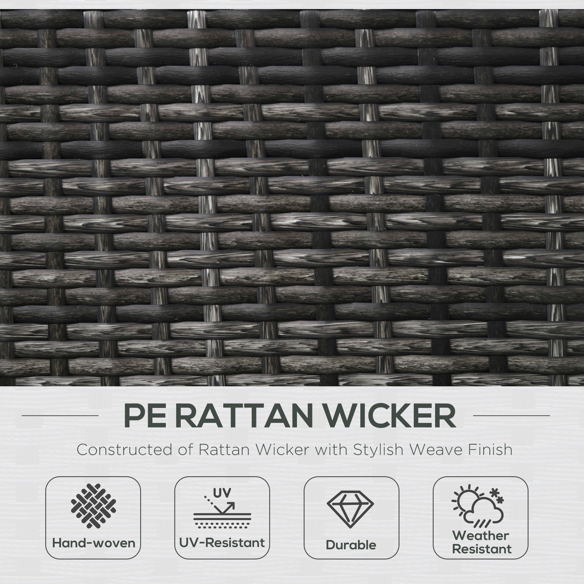 Outsunny Patio Rattan Single Sofa, Outdoor Wicker Armchair with Cushions for Garden, Balcony, Porch, Grey