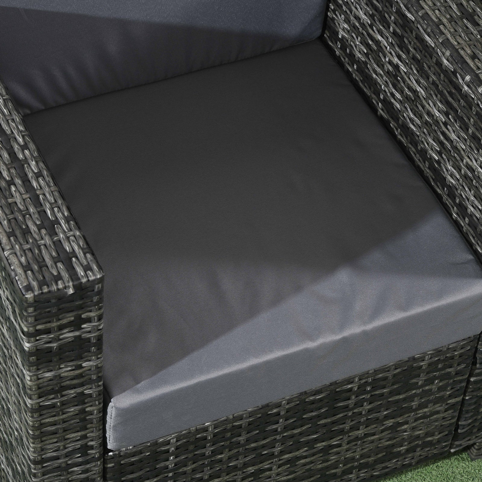Outsunny Patio Rattan Single Sofa, Outdoor Wicker Armchair with Cushions for Garden, Balcony, Porch, Grey