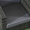 Outsunny Patio Rattan Single Sofa, Outdoor Wicker Armchair with Cushions for Garden, Balcony, Porch, Grey