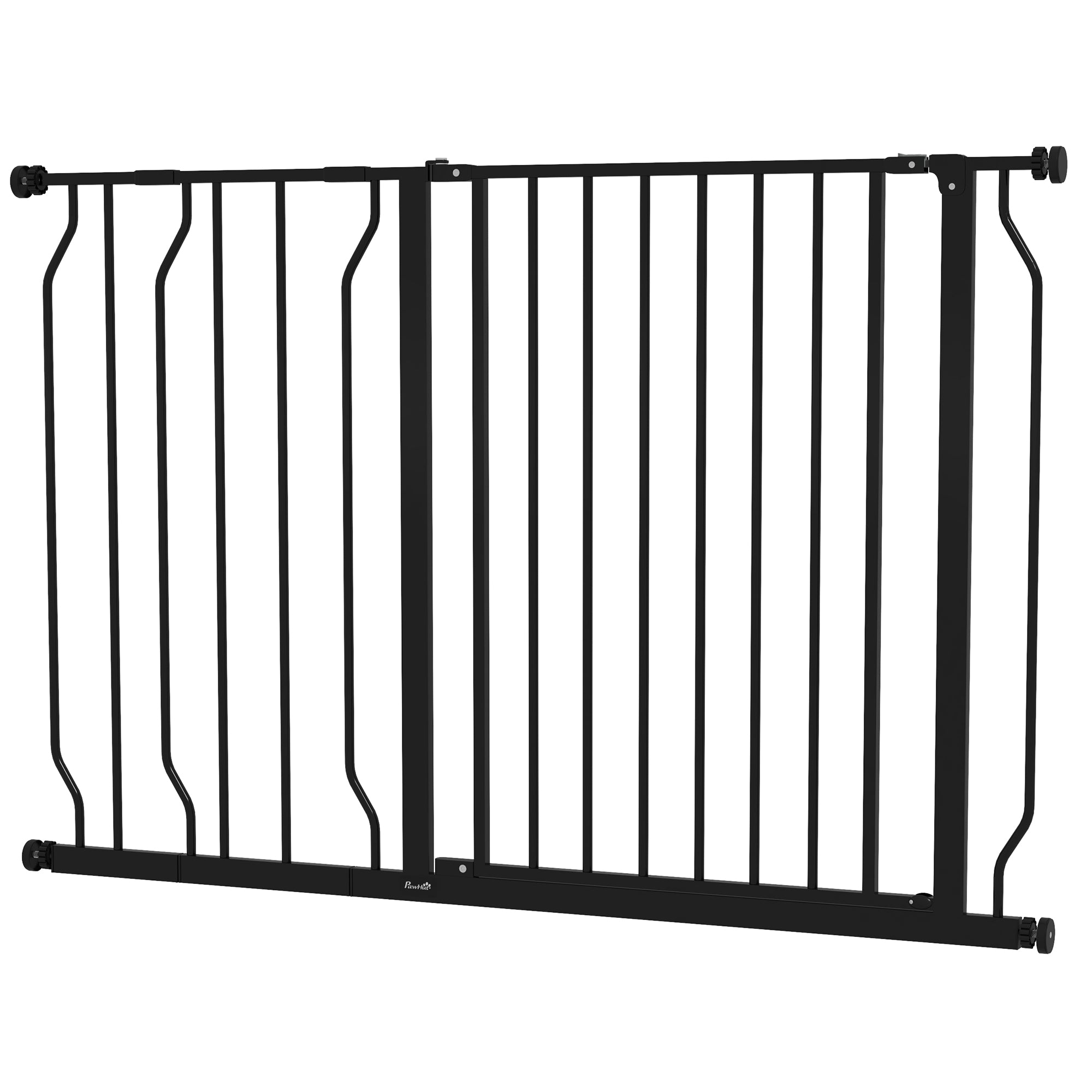 PawHut 30"- 45" Extra Wide Dog Gate with Door, Double Locking System, Easy Install Pet Gate for Stairs, Hallways, and Doorways, Black