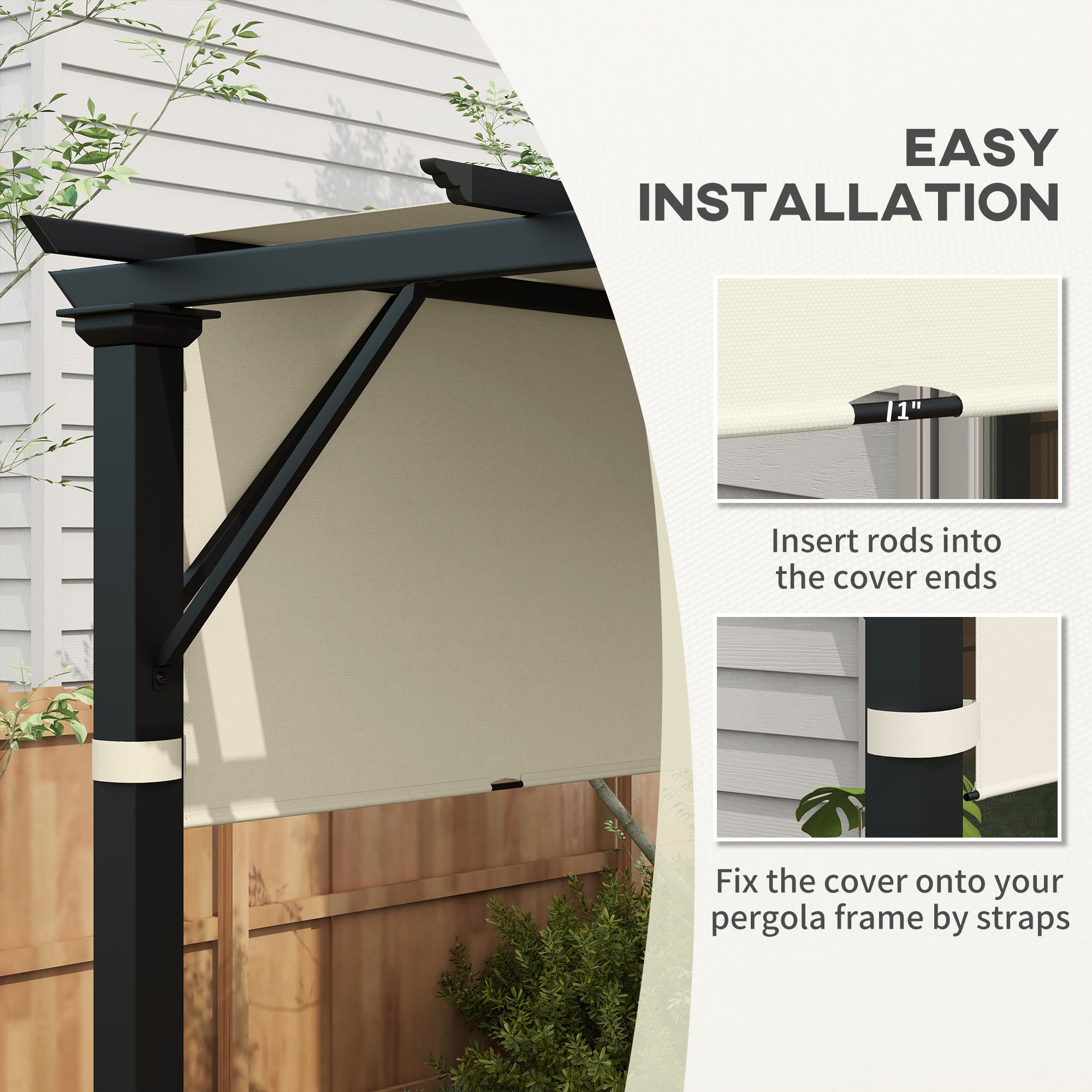 Outsunny 2 Pcs 16 x 4ft Pergola Canopy Replacement, UV Protection Pergola Shade Cover, Easy to Install, for 10 x 10ft Pergola, Cream White