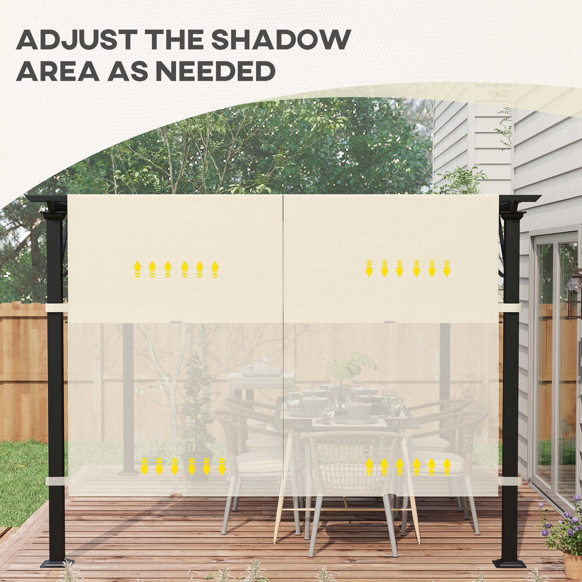 Outsunny 2 Pcs 16 x 4ft Pergola Canopy Replacement, UV Protection Pergola Shade Cover, Easy to Install, for 10 x 10ft Pergola, Cream White
