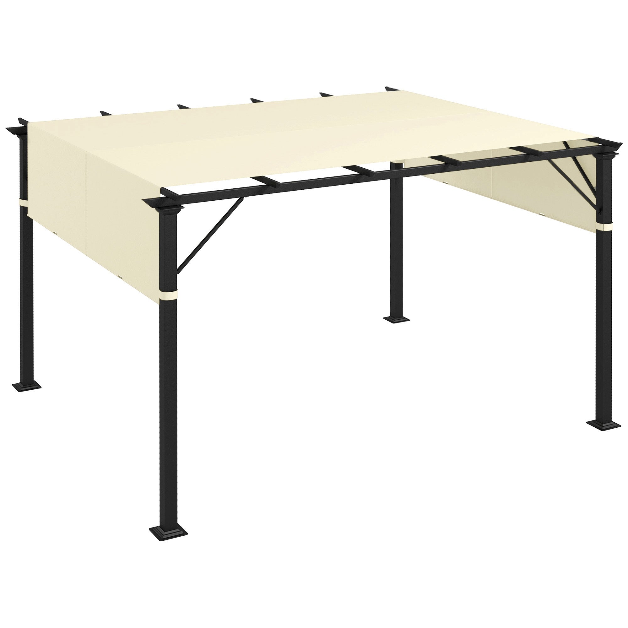 Outsunny 2 Pcs 16 x 4ft Pergola Canopy Replacement, UV Protection Pergola Shade Cover, Easy to Install, for 10 x 10ft Pergola, Cream White