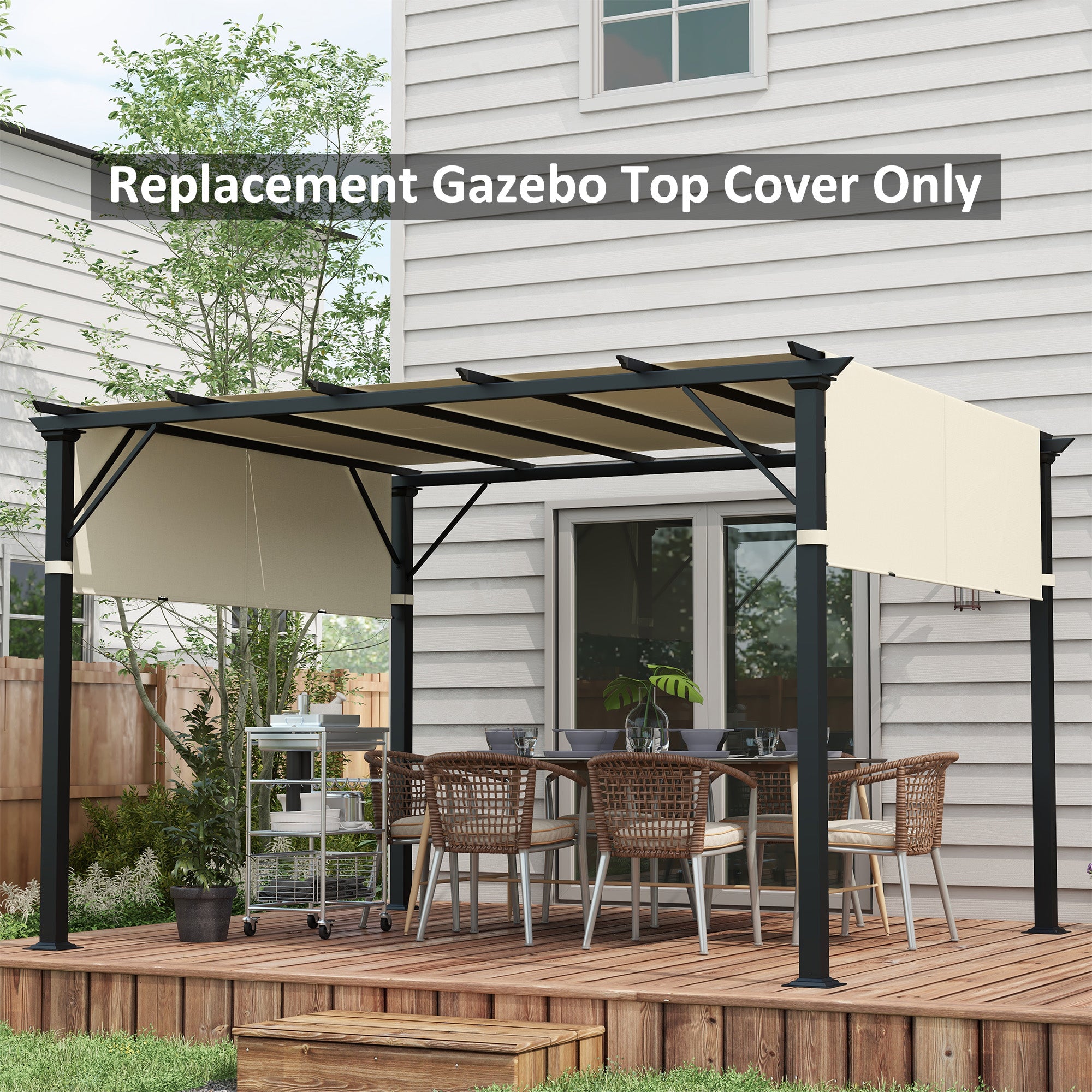 Outsunny 2 Pcs 16 x 4ft Pergola Canopy Replacement, UV Protection Pergola Shade Cover, Easy to Install, for 10 x 10ft Pergola, Cream White